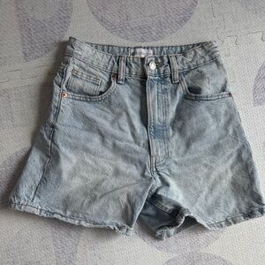 Zara Light Blue High-Rise Denim Shorts